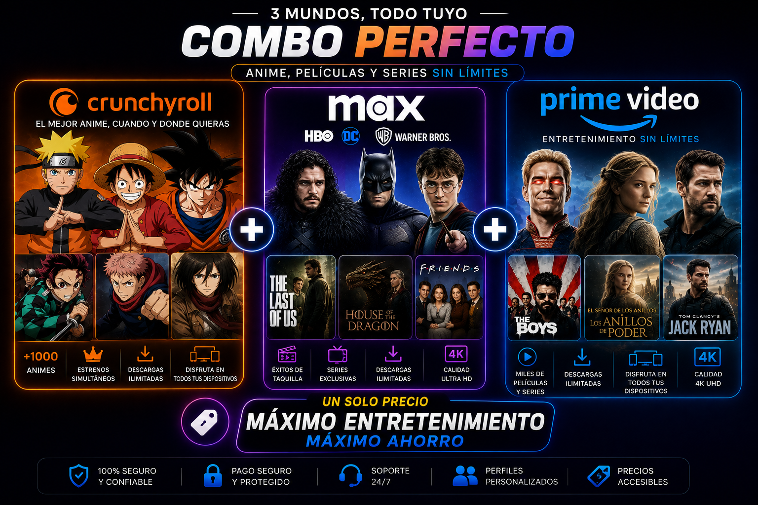 🎬 Crunchyroll + Max + Prime Video 🍿