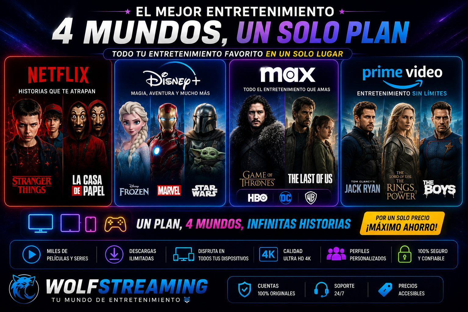 🎬 Netflix + Disney+ + Max + Prime Video 🍿
